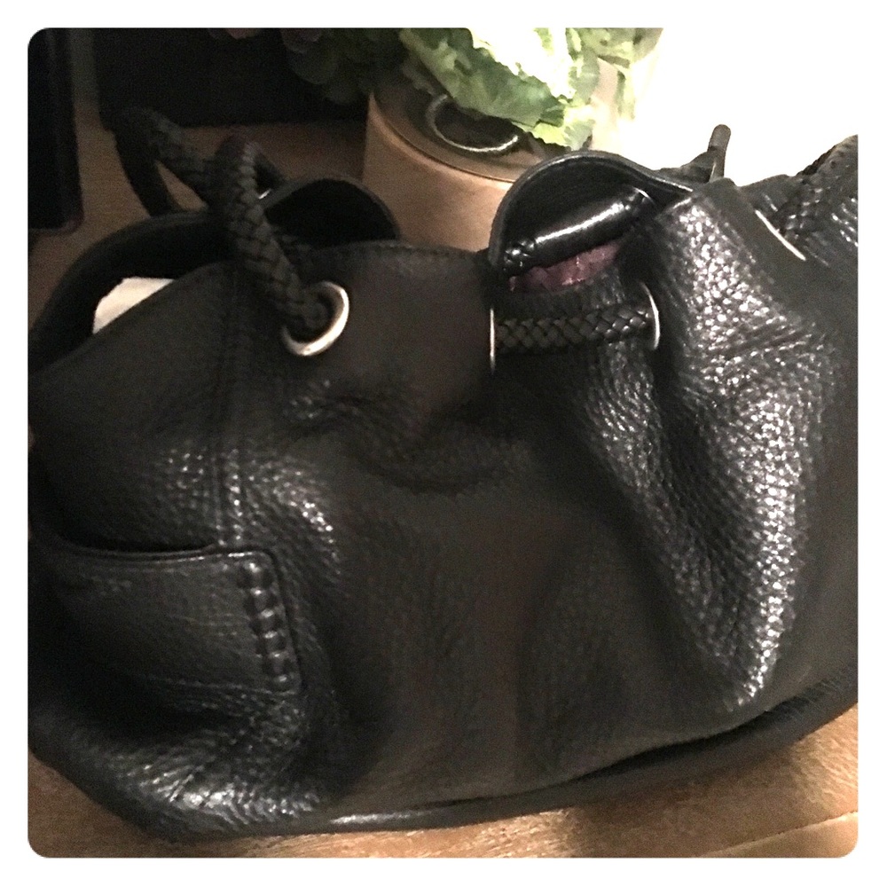 Cole Haan Black Bucket Bag Pebbled Leather